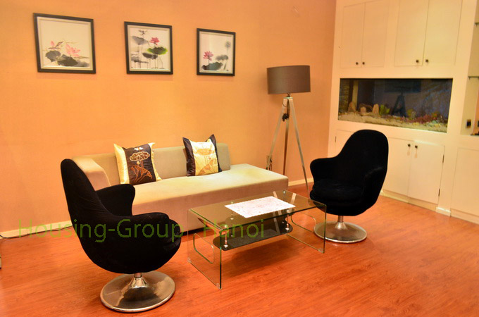 This modern one bedroom apartment with a large balcony over-looking to the city in Hoan Kiem