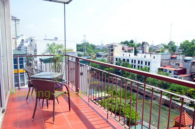Two bedrooms apartment in Truc Bach area, large front of balcony with lake view, fully furnished