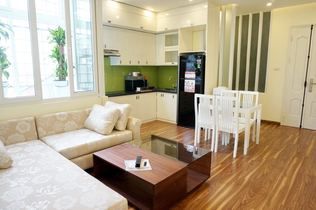 Brand new two bedrooms apartment has a lot of natural light in Hoan Kiem district, modern bathroom, wooden floor