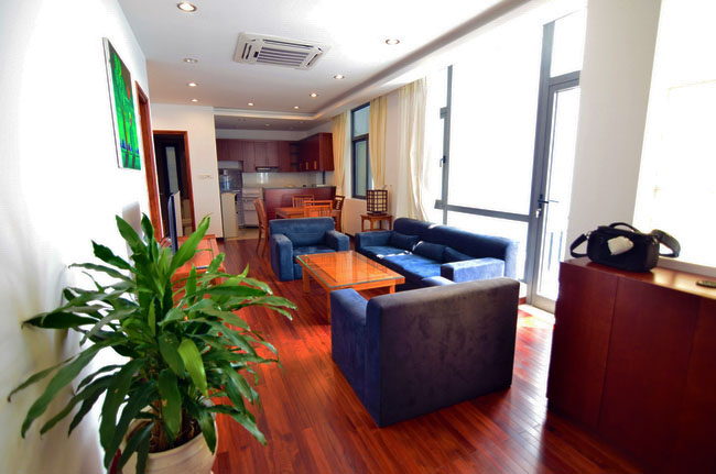 Duplex two bedrooms apartment in Xom Chua area, two minutes from West Lake, nice balcony, fully furnished