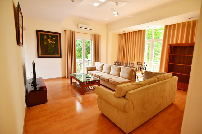 Charming two bedrooms apartment on Tay Ho street, nice swimming indoor, fully furnished, hardwood flooring