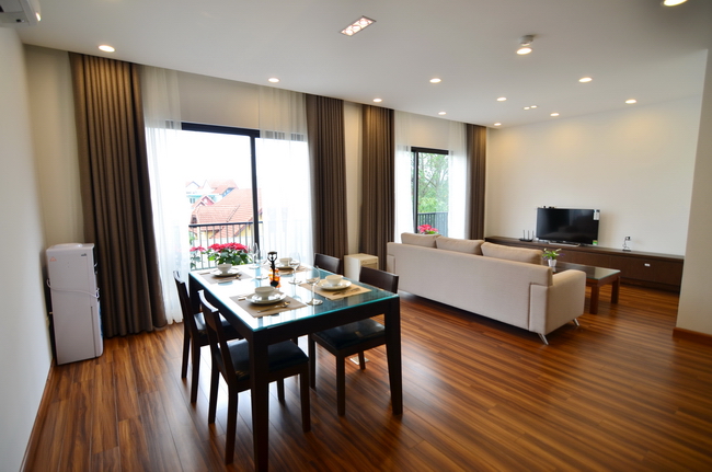 Band new resident leasing building apartment on To Ngoc Van street, fully furnished, modern style, wooden floor