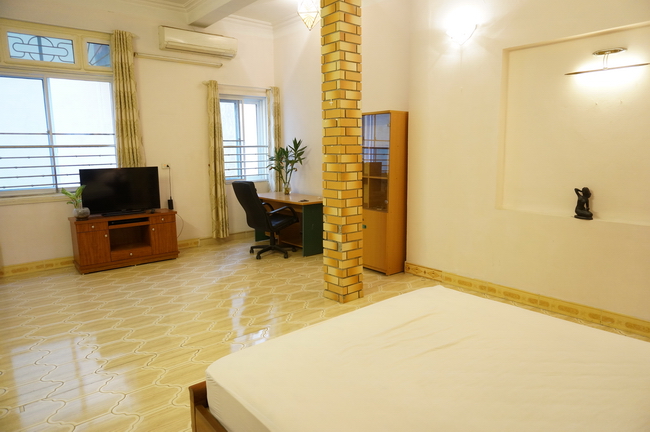 Beautiful three bedrooms house on Xuan Dieu street, Tay Ho district, big front of courtyard, furnished