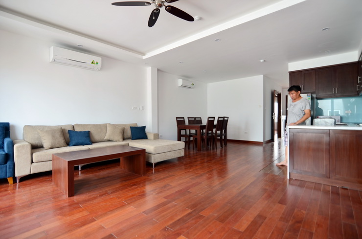 Peaceful and big one bedroom serviced apartment to let on Tay Ho road; Large balcony; fully furnished