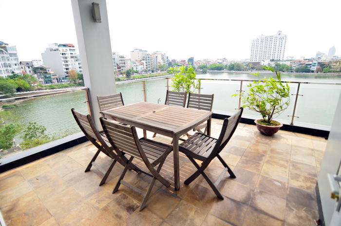 Facing the west lake | 03 bedrooms serviced apartment on Xuan Dieu street, Large out door balcony and funished