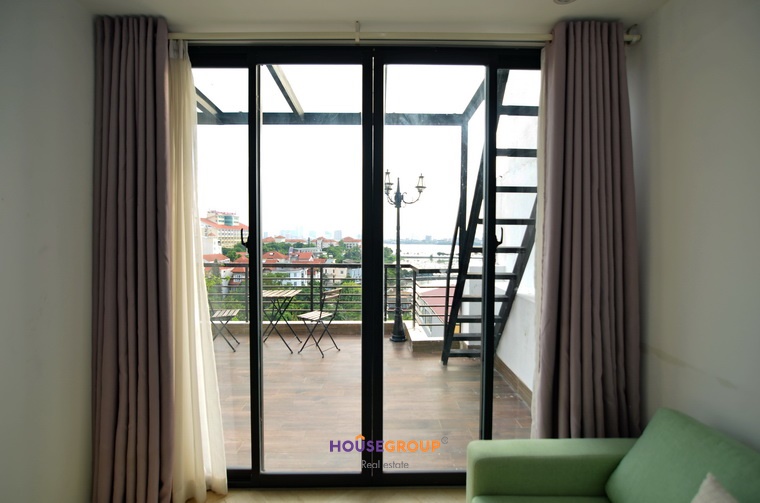Unique and big front terrace apartment for rent in Tay Ho Hanoi