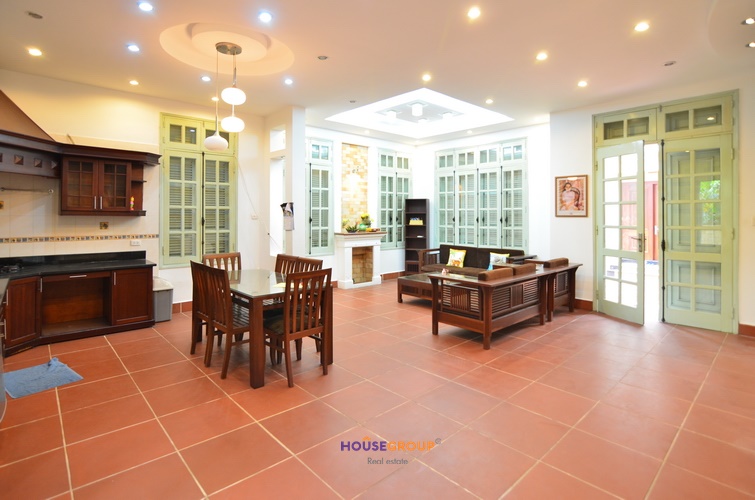 French Colonial style house for rent in Hanoi has a lot of natural light