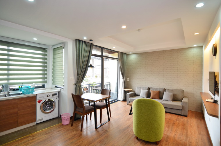 Modern furnished and large balcony apartment for rent in Tay Ho Hanoi