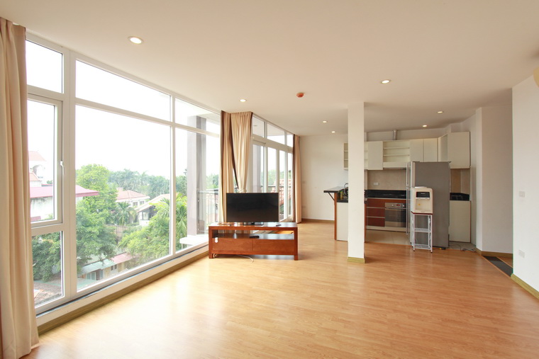 Brightness serviced apartment in modern style for rent on Xuan Dieu Street West Lake