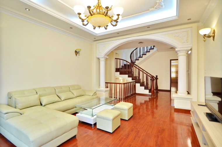 Modern furnished house in Tay Ho having a big yard and spacious rooftop terrace