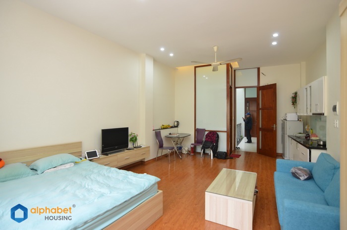 Small balcony serviced studio apartment to rent in Ba Dinh District Hanoi