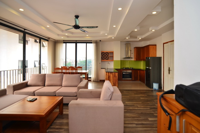 Facing on the lake of the western style three bedrooms apartment in Tay Ho