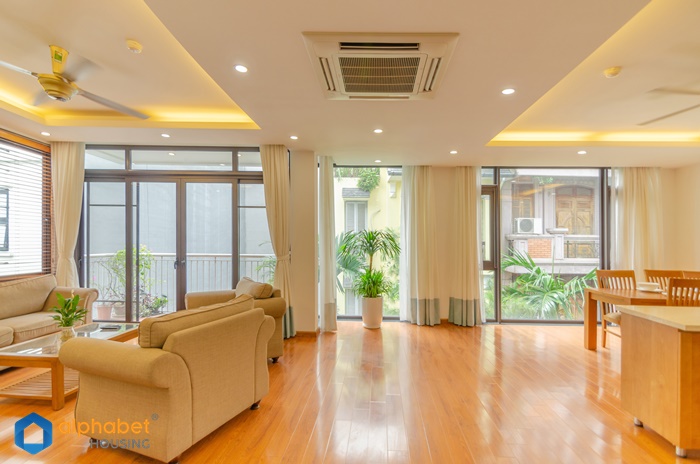 Balcony and full of natural light serviced apartment for rent in Tay Ho Hanoi