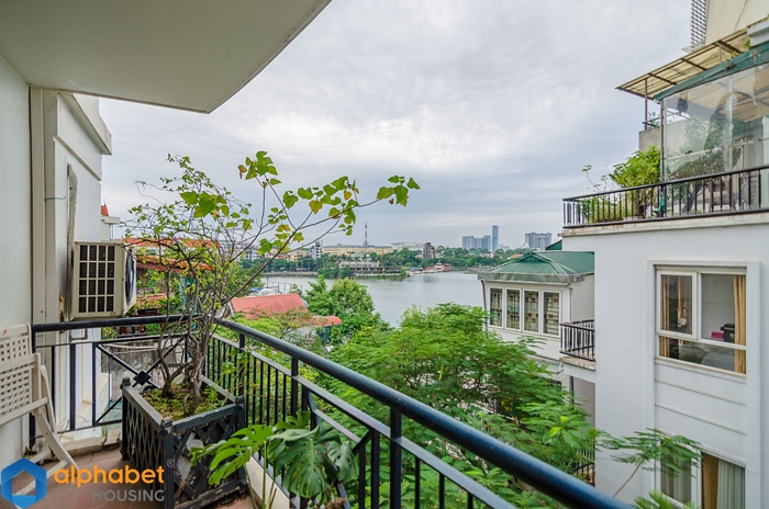 Stunning view and large balcony serviced apartment for rent in Truc Bach